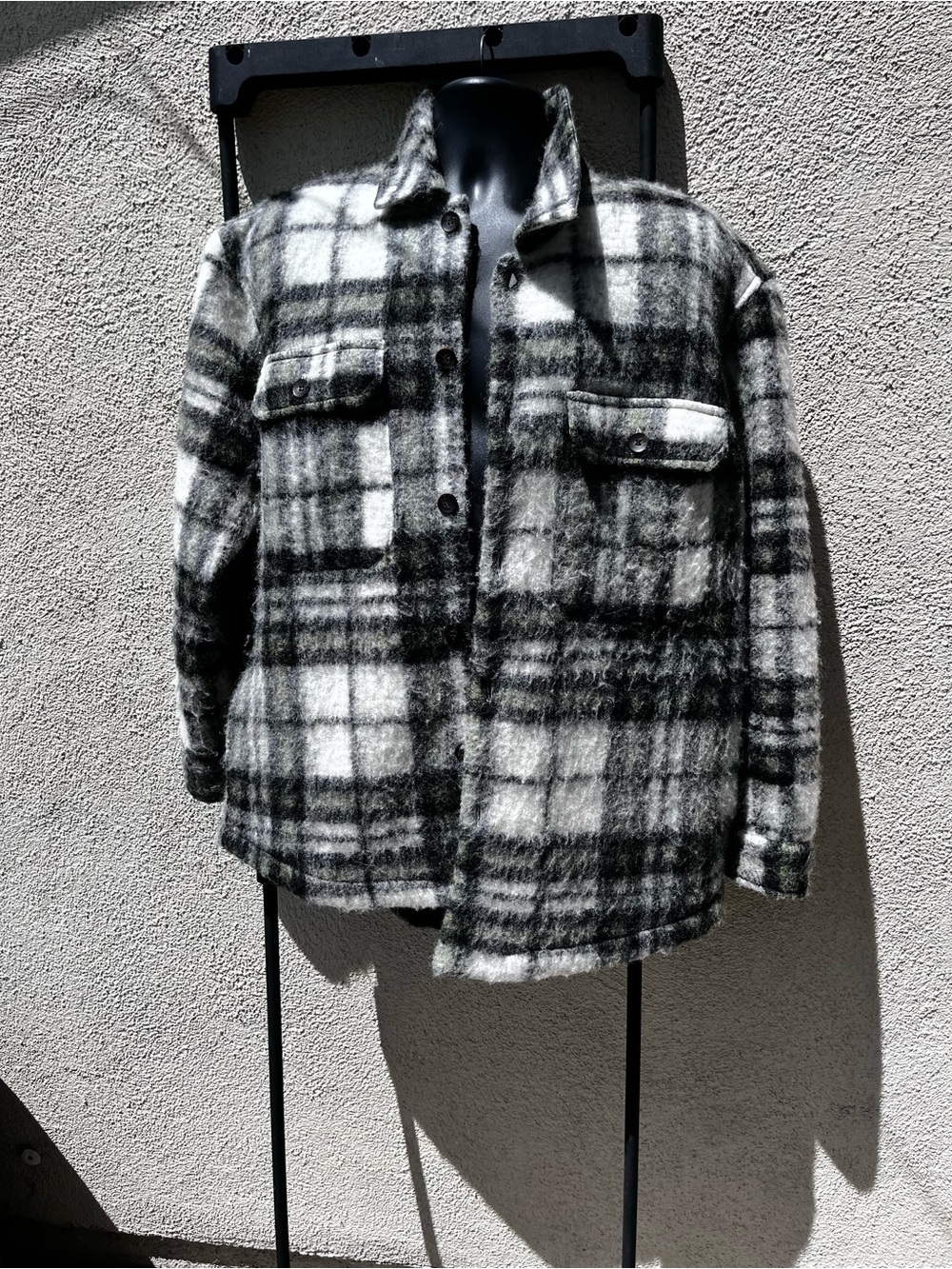 Zara Black and White Plaid Lightweight Shacket